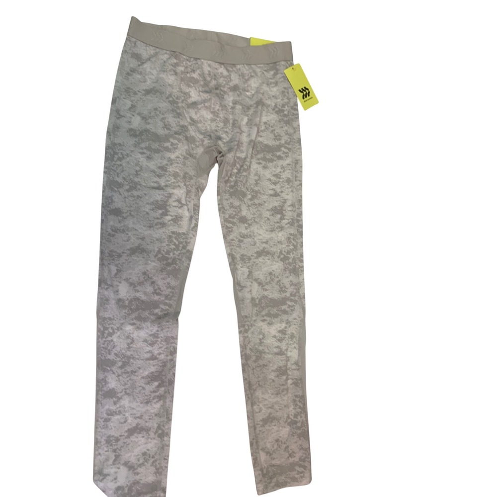 All in‎ Motion boys XL (16) Fitted  Silver Print Activewear Leggings NWT